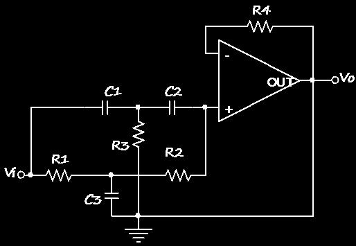 Second-order Band-Reject filter It uses a twin-t network that is connected in series with the non-inverting input of the opamp.