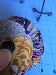 Construct the Pin cushion. 12. Use a compass to draw both the 6 and 3 circles from the outer fabric.