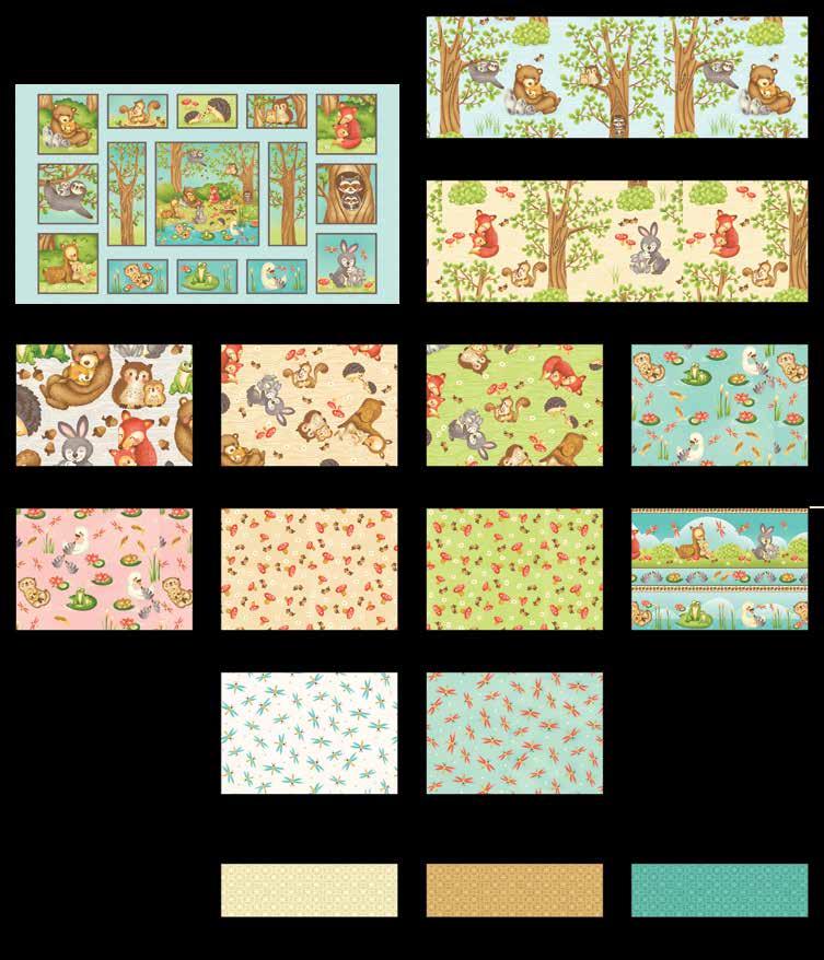 ugs and Love Quilt 2 abrics in the ollection inished Quilt Size: 61 x 77 ½ ritters in the Woods - Sky lue 2160-11 lock - Sky lue 2159-11 ritters in the Woods - Tan 2160-44 Packed ritters - Gray