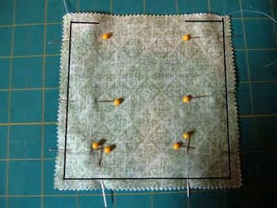 Place the two squares right sides together. Now pin around the edges. Repeat for all 24 charm sets. Now to sewing. Use the following guide for sewing.