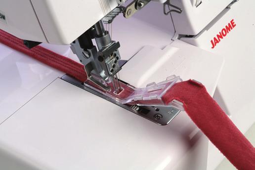 This foot automatically folds under bias strip edges for belt loops, decorative