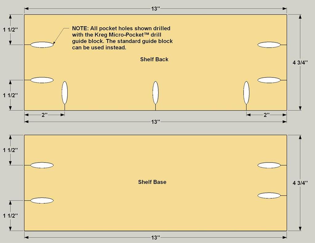 Follow the steps below to complete this project. 1 Make the Shelf Parts Cut two Shelf Bases and two Shelf Backs to size from 1/2" plywood, as shown in the cutting diagram.