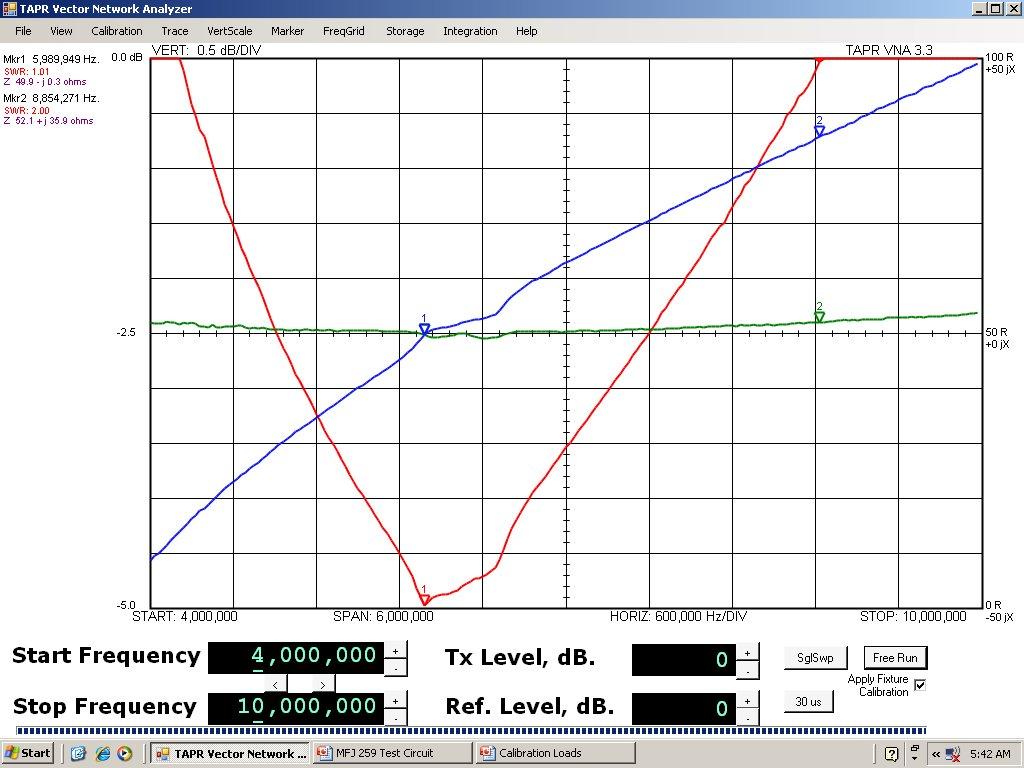 Example 1 40M Dipole 8.8 MHz 2:1 6.