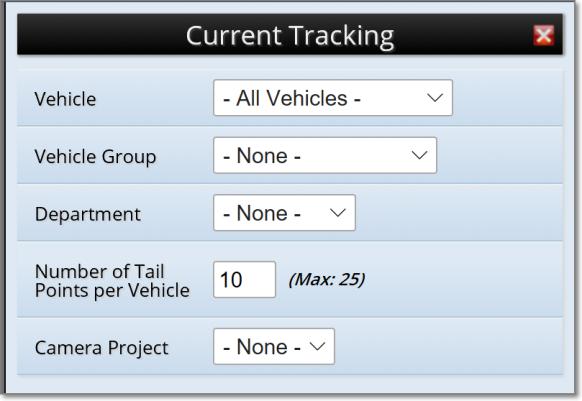 2.1 Fleet Tracking Current Tracking Vehicle t Display: Select All Vehicles t view entire fleet r Vehicle Grup t view nly the vehicles assigned t that grup.