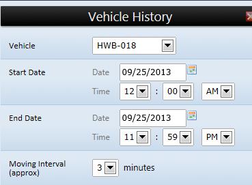 Vehicle Histry Select a vehicle/asset frm the drp dwn list. The System defaults t the current day.