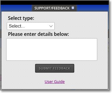 4. Supprt/Feedback Optins Available Click n Supprt/Feedback at the tp f the page t display this frm: Select an ptin frm the drp dwn bx, enter the details, and