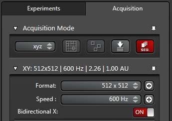 Select switching mode and click + to add a sequential scan Turning on or off lasers
