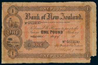 457; P.S223a). Good. 2835 Bank of New Zealand, seventh issue, ten shillings, Wellington, 1st October 1917, No.