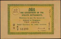 2894* Straits Settlements, ten cents 1.2.1918 (P.6b) Ag Treasurer number R/2 81399.