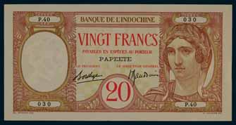 2902* Tahiti, Banque de L'Indo-Chine, Papeete, twenty francs, undated (1928) P.40 030 (P.12b). Slightest of handling marks, nearly uncirculated and rare.