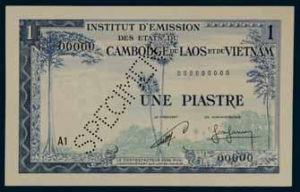 on purchase of a theatre ticket. Tickets valid only at the theatre. 2743 French Indo-China, one hundred piastres, 1954 (P.82) numbers J.2853 110, R.2491 859 & V.3561 734.