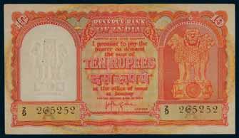 the paper clearly shows the watermark "Reserve Bank of India", the denomination and the Portrait of King George VI facing right. A few light creases otherwise extremely fine.