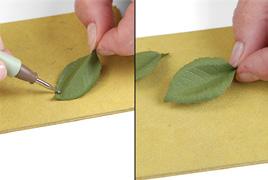 After pinching the petal or leaf, hold the pinched end with thumb and index finger.