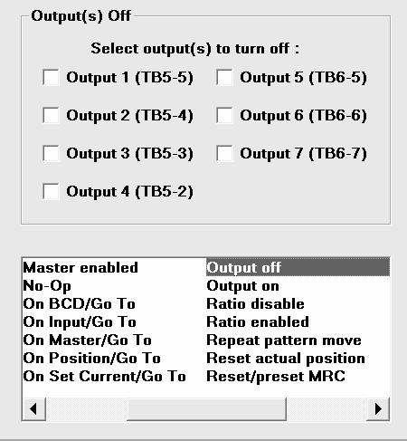 OUTPUT OFF Any of the programmable outputs can be turned OFF using this instruction, when the program sequence has reached such an instruction.