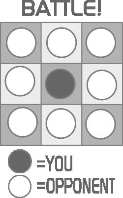 To be in range means to be one space away from the opponent's piece, as shown in the illustration. When you get close enough to your opponent's piece to battle, you can choose to declare battle.