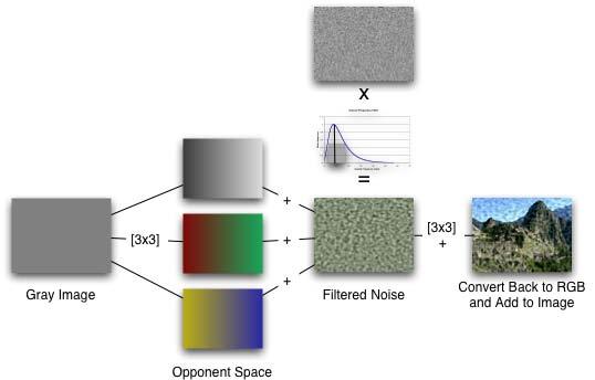 1.1. Opponent color spaces Most models of the human visual system rely on spatial filtering in an opponent color space.