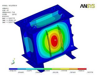 Tested frequency, 438 Hz Simulated mode shape in ANSYS