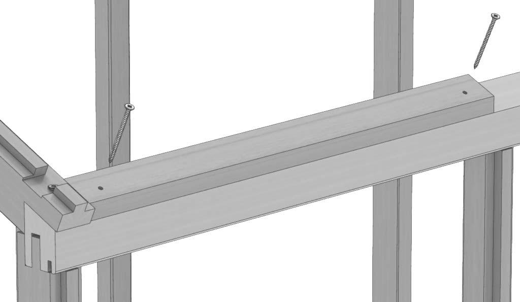 Then locate the bottom of the roof bar with the eaves bar making sure the inside edge sits flat against the eaves bar and drill a pilot hole vertically down.