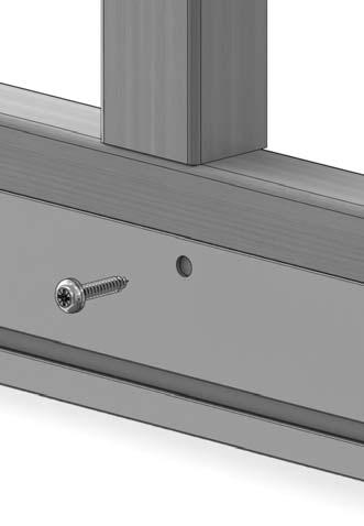 Screw the bottom of the corner glazing bar to the end of the cill (80mm screw) making sure the rebate for the glass lines up with the front face of the side cill (diagram