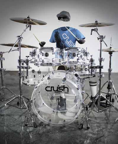 ACRYLIC The Crush acrylic drum set features 100% seamless acrylic shells.