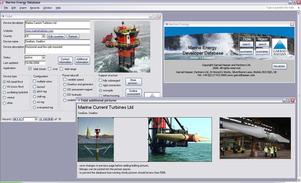 Projects: Wave & Tidal Technology & Market reviews - MS Access database of
