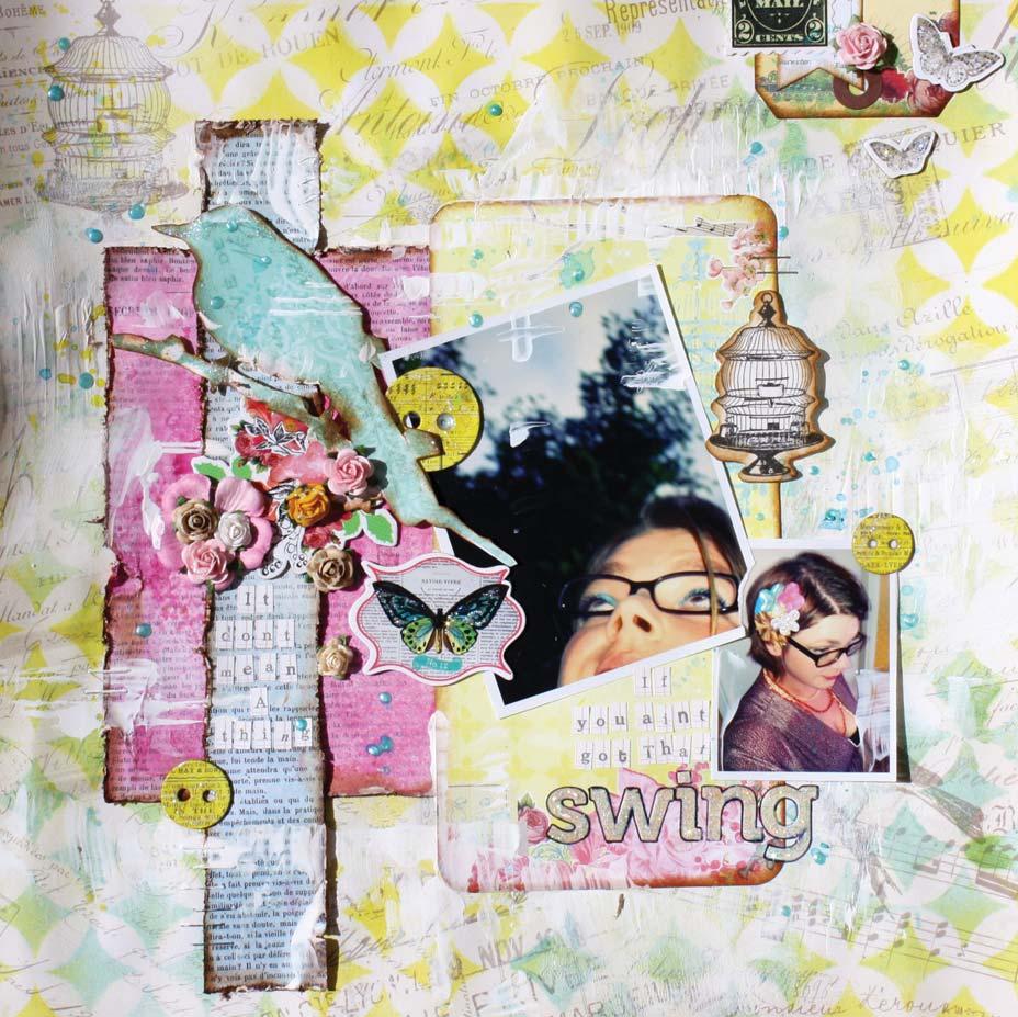 swi ng BY Mahlin Wiggur featuring: Mistables, Spring Jubilee, London Market & Declaration COOL TIP DISTRESS THE EDGES OF YOUR PAPERS TO CREATE A SHABBY CHIC EFFECT. Step 1.