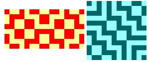 The picture below presents examples of Lunda designs. Do you find them appealing? Why? Do you note something particular about these two colour designs? Do they have some common characteristic?