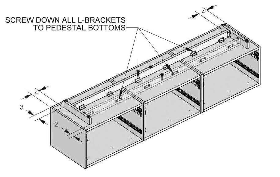 Place riser beam on pedestal assembly with 4"
