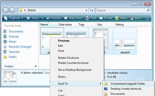 Crearea unei arhive ZIP in Windows Vista Pasul 1.
