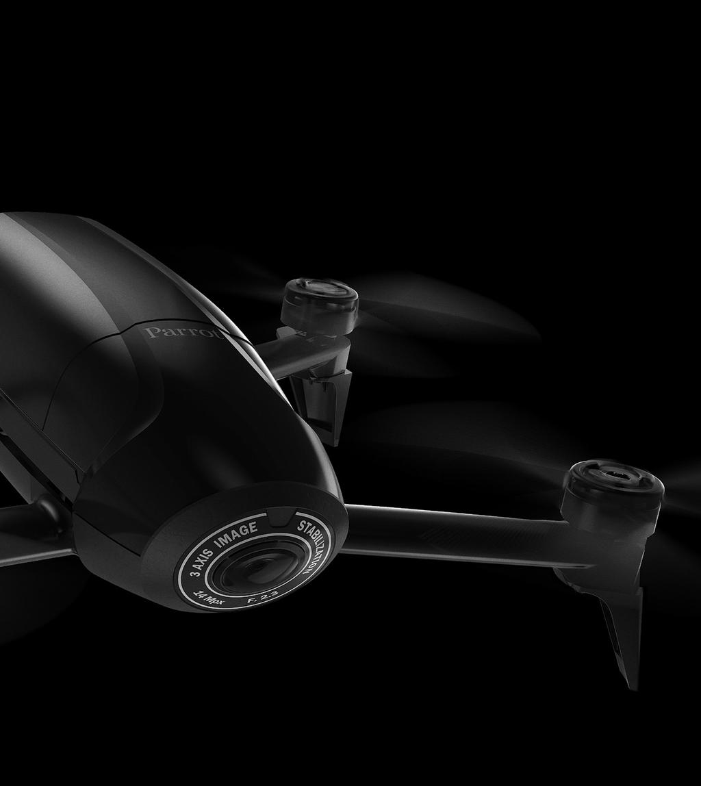 DUAL BLACK DESIGN WELCOME TO THE DARK SIDE Parrot Bebop 2 Power s new DUAL BLACK design combines two eye-popping finishes. Deep matte black and bright, intense, shiny black.