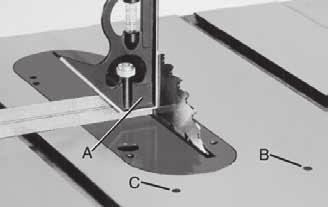 Adjusting 90 Degrees and 45 Degrees Positive Stops Figure 47 Raise the blade to its highest position. Set blade at 90 degrees to the table. Use a square (A) and check accuracy.