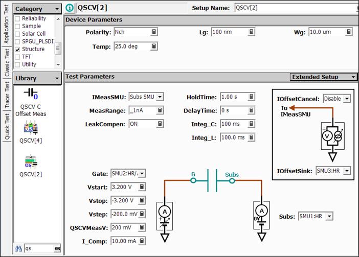 7 Keysight How to Perform QSCV (Quasi-Static Capacitance Voltage) Measurement - Application Note Parameters in the application test In the B1500A QSCV application test, you can control the following