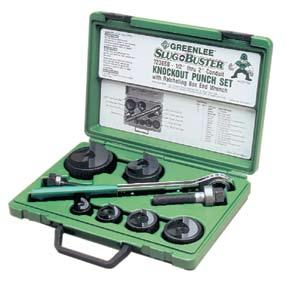 Slug-Buster Knockout Kit with Ratchet Wrench 1" Hex Ratchet Wrench allows use with both 3/8" (9.5 mm) and 3/4" (19.1 mm) draw studs. High-impact, rugged plastic carrying case.