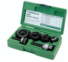 5 21 9.5 studs) for 2-1/2" through 4" Conduit, in Plastic Case 737BB Wrenches Sold Separately for kits 737BB, 735BB and 7304BB 735BB/19973 Knockout Punch Kit Includes hole Size actual Cat. No.