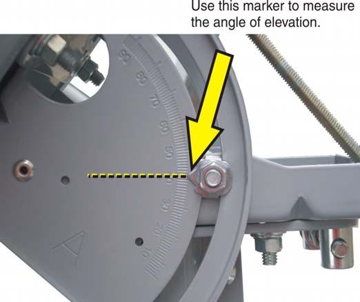 Figure 32: Adjusting the elevation 3. Turn the handle to adjust the elevation. As shown in Figure 33, the pointer on the lockdown nut indicates the value in the elevation scale.
