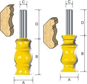 360461 1-1/4 2-3/8 1/2 1-1/2 7/16 CROWN MOULDING BITS Model:360 SERIES These long profile faces on heavy duty twin flute cutters are ideal for the complex deep molding required for a cornice or