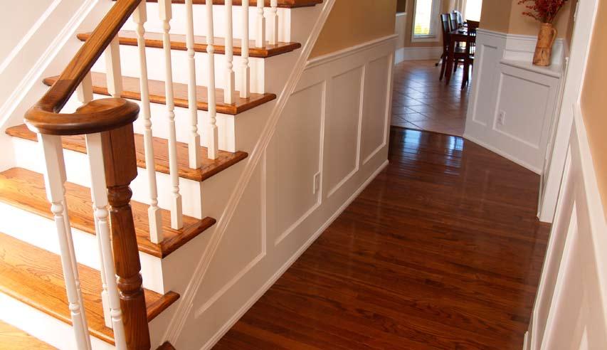 Wall Paneled Wainscoting Wall paneled kits are available for both straight and curved staircases