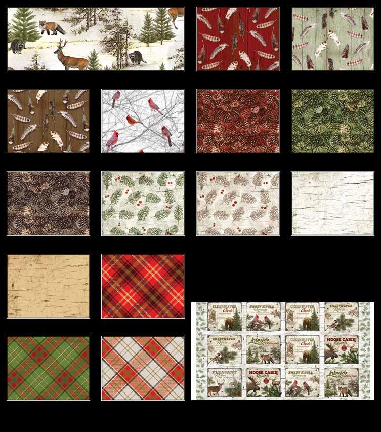 inished Quilt Size: 67 x 77 abrics in the Collection Wildlife Allover - Multi 6622-44 eathers - Red 6621-88 eathers -