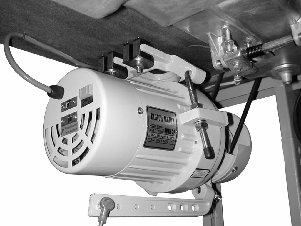 Mount the Motor to the underside of the table top as shown below. Use the supplied hardware. Note: Top switch determines rotation direction.