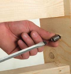 Open up the pre-drilled hole from the other side using a 10 mm wood drill bit to a depth of approx. 2 cm.
