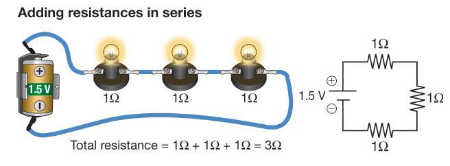Current and resistance in series circuits