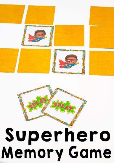 Superhero Memory Game Printable Pack Supplies needed for the Superhero Matching Game: Paper