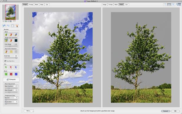 Since we are working on an image that has delicate edges and lines (leaves, branches and fine blades of grass) we do not want to over apply the Mask Hardness slider.