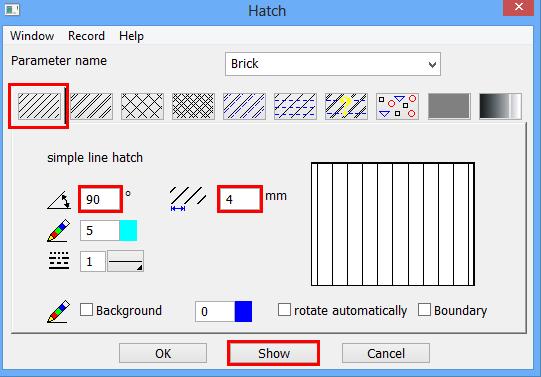 Select the function AUTOMATIC HATCH and in the properties bar the HATCH PARAMETER. 4.