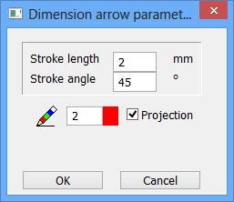 Arrow parameters (dimension limitation element): Extended settings for the