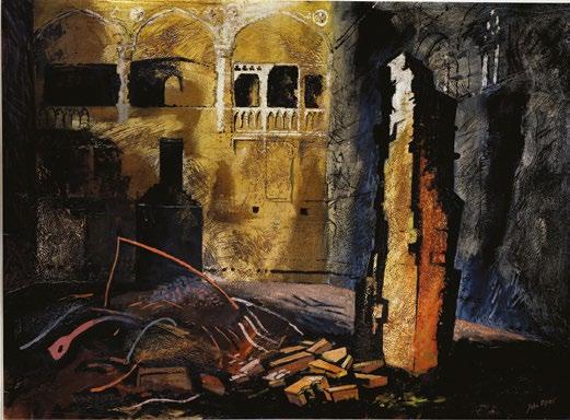 The Ruined Council Chamber, House of Commons, May 1941 Oil painting by John Piper, 1941 WOA 496 This painting shows the House of Commons chamber after the bombing in May 1941.