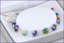 Gift Heart shaped bead Rosary features a handpainted