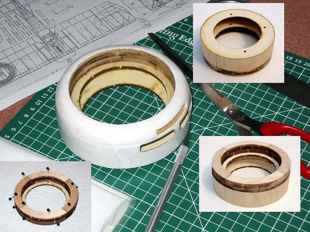 Assemble the Cowling Construct front cowl ring by wrapping C1 s with 1/32 thick plywood. The grain in the plywood should be parallel to the short axis.