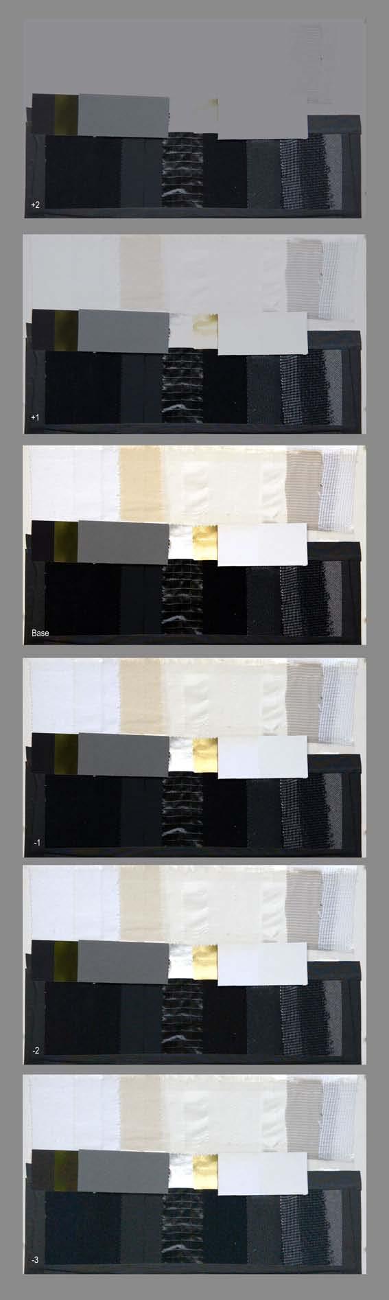 Reflectance values from the different samples regarding middle gray Let s see the exposure strip on the left.