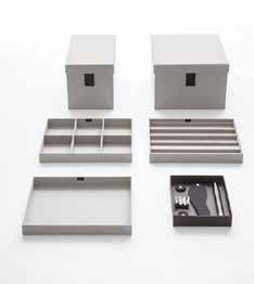 Tray with light grey fabric lining and cubbies for ties and belts in microfiber 3.